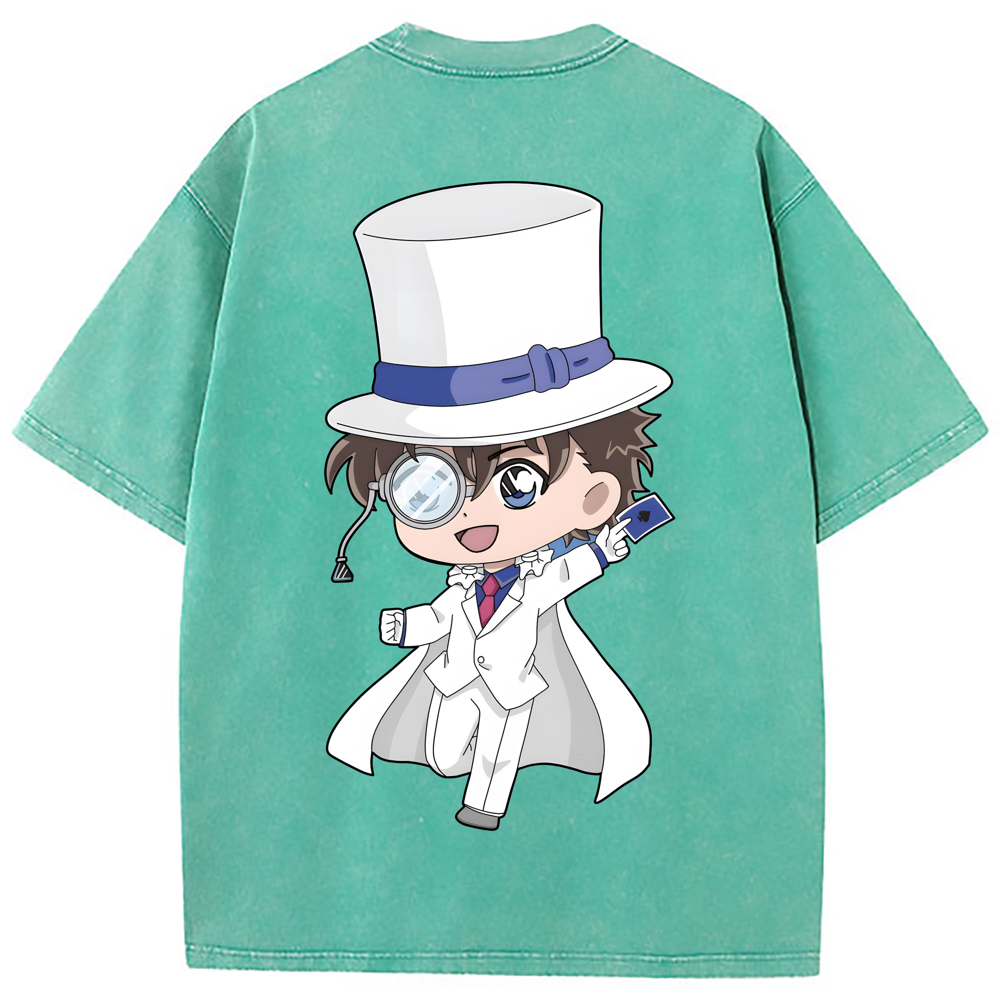 （画像用） 名探偵コナン くろば かいと Detective Conan Kuroba Kaito 綿100% ヴィンテージ風 半袖Tシャツ（背面プリント）